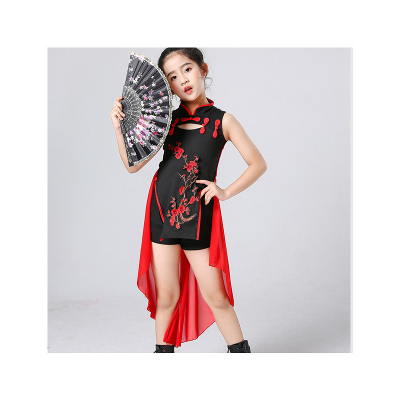 六一儿童演出服爵士舞蹈服模特t台走秀街舞表演古典时尚旗袍