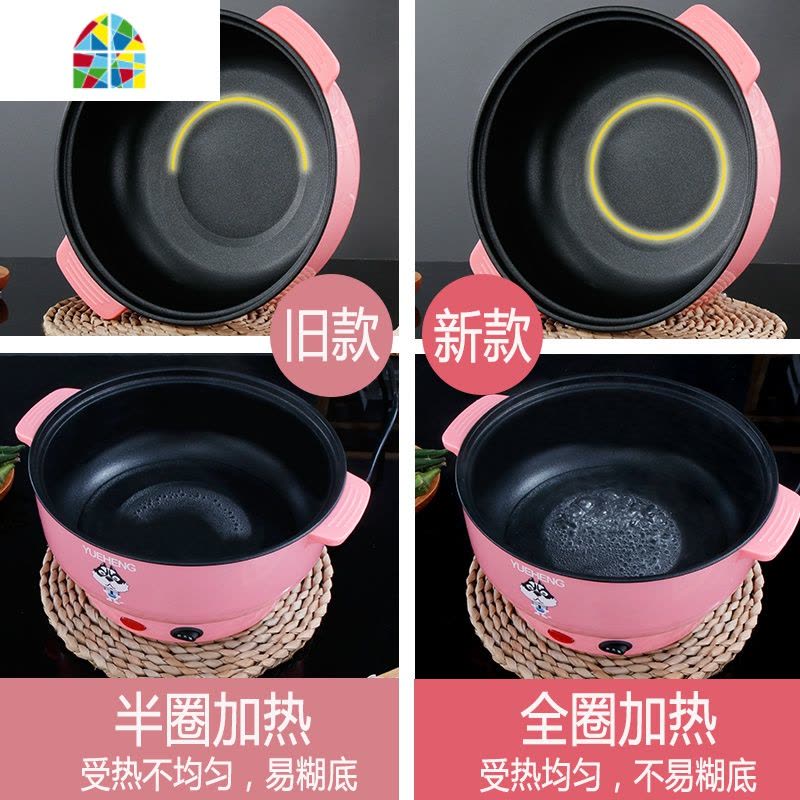 电炒饭锅多功能家用蒸煮一体锅不粘炒锅插电炒菜锅学生宿舍2人3-4 FENGHOU 28CM初恋粉收藏送礼4/6人图片