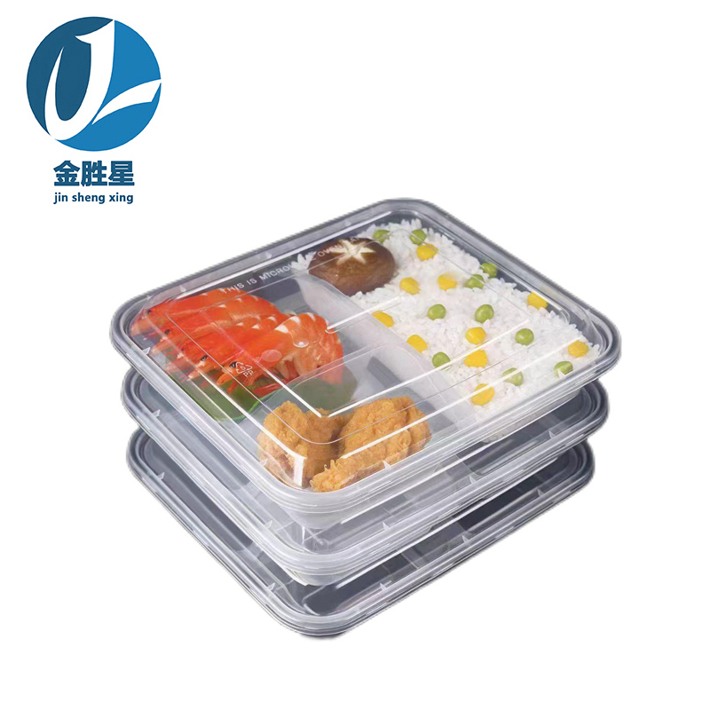 金胜星 一次性美式三格餐盒 1000ML 透明 150套/箱 透明