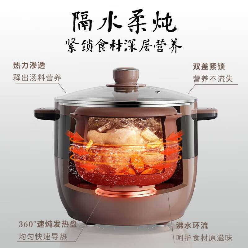 小熊(Bear)电炖锅 电炖盅 煲汤锅 紫砂锅 2.5L家用炖汤锅 隔水炖盅煮粥电砂锅燕窝熬粥上蒸下炖DDZ-B25T6高清大图