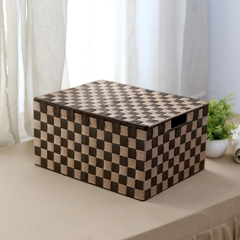 简约收纳箱有盖编织收纳盒储物箱收纳筐整理箱内衣零食收纳杂物筐