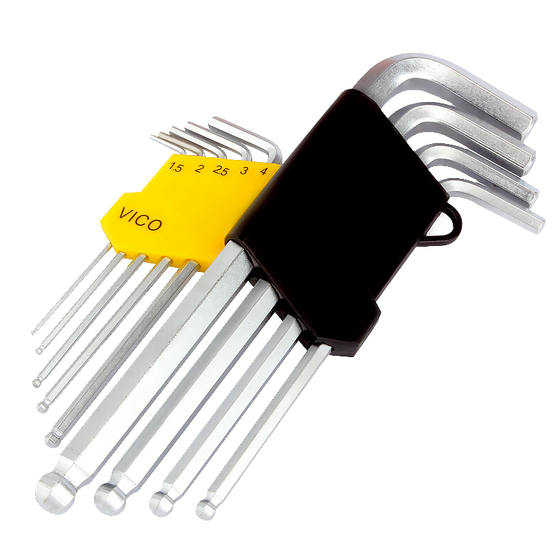 威克(vico)WK6019 9件套内六角扳手套装加长型球头内六角螺丝刀1.5mm-10mm