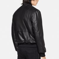 versace jeans couture范思哲男女同款黑色微标饰仿皮飞行员夹克外套E71GAVP06-ECP001