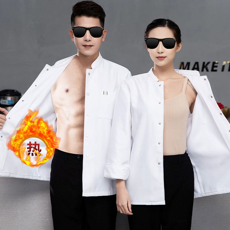 TDUO加绒加厚冬装厨师服X3 套 XL 白色