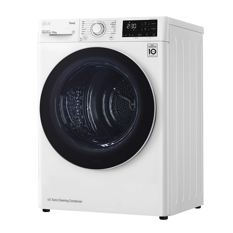 韩国原装进口LG RH10V3AV4W/SC 10KG烘干机高效除菌除螨热泵 双变频自动清洁滚筒干衣机 白色