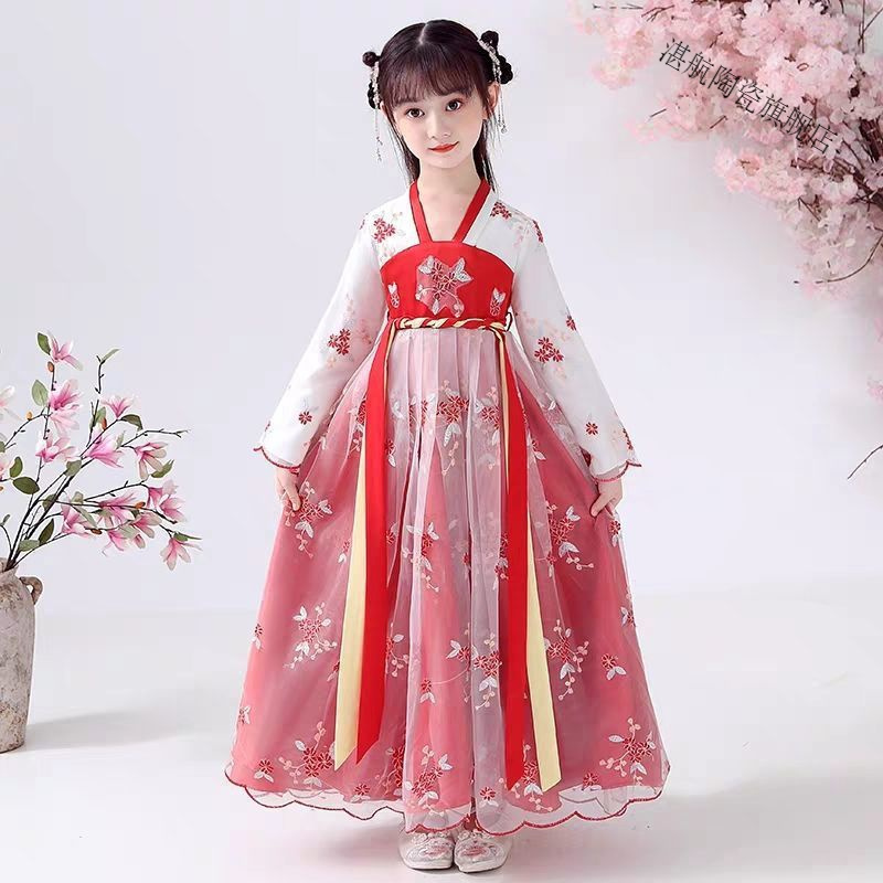 儿童汉服仙气古风连衣裙中国风小女孩唐装襦裙女童超仙古装公主裙