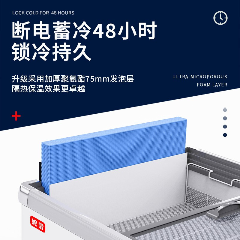 妮雪1.8米长冰柜展示柜大容量商用冰箱冷柜卧式冷藏冷冻岛柜玻璃门超市雪糕柜