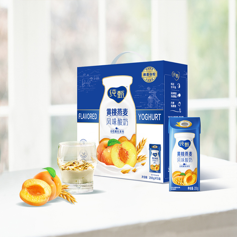 蒙牛 纯甄 常温风味酸牛奶 黄桃燕麦味 200g×10盒高清大图