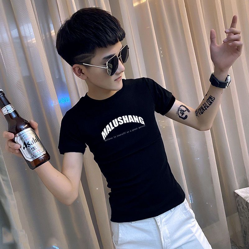 梵克公牛短袖t恤男精神小伙夏季牌子休闲男士体恤棉内搭修身痞帅风