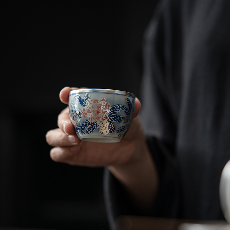 苏氏陶瓷(SUSHI CERAMICS)鎏银国礼牡丹壶茶具套装非遗传承人郑文强作品一壶两杯带壶承礼盒