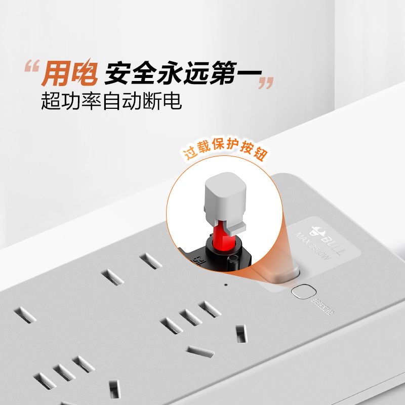 公牛(BULL) 无线带总控开关家用插座插排插线板排插插板插座面板接线板拖线板 PD20W氮化镓快充高清大图