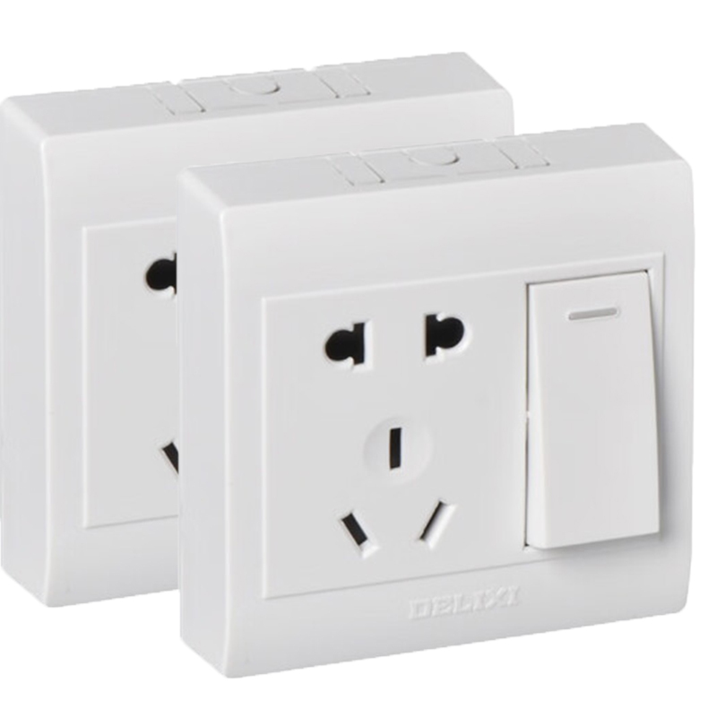 德力西delixi明开关插座面板一开五孔插座单个装