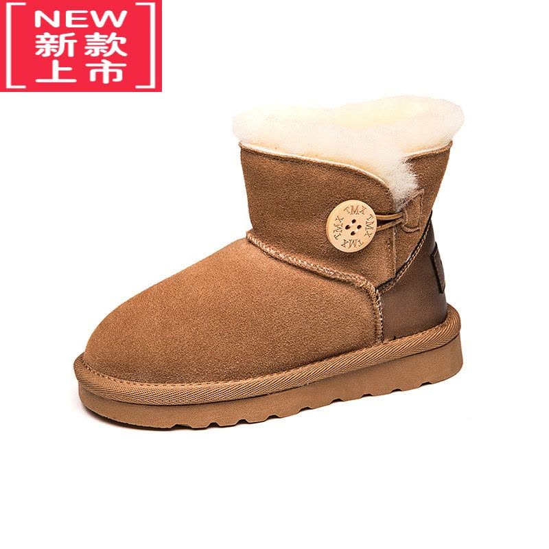 可莉允儿童雪地靴2022冬季新款男童大棉靴女童保暖短靴加绒加厚宝宝棉鞋图片