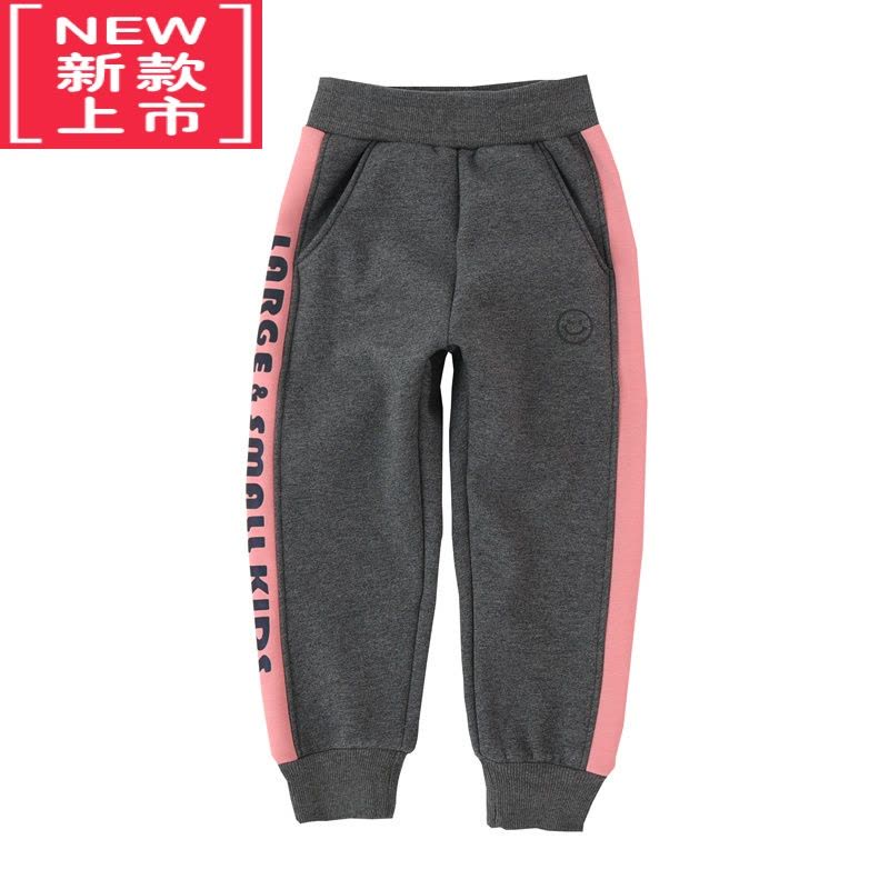 可莉允儿童加绒卫裤 一体绒男女童笑脸运动裤中大童保暖长裤子冬款 童装保暖裤图片