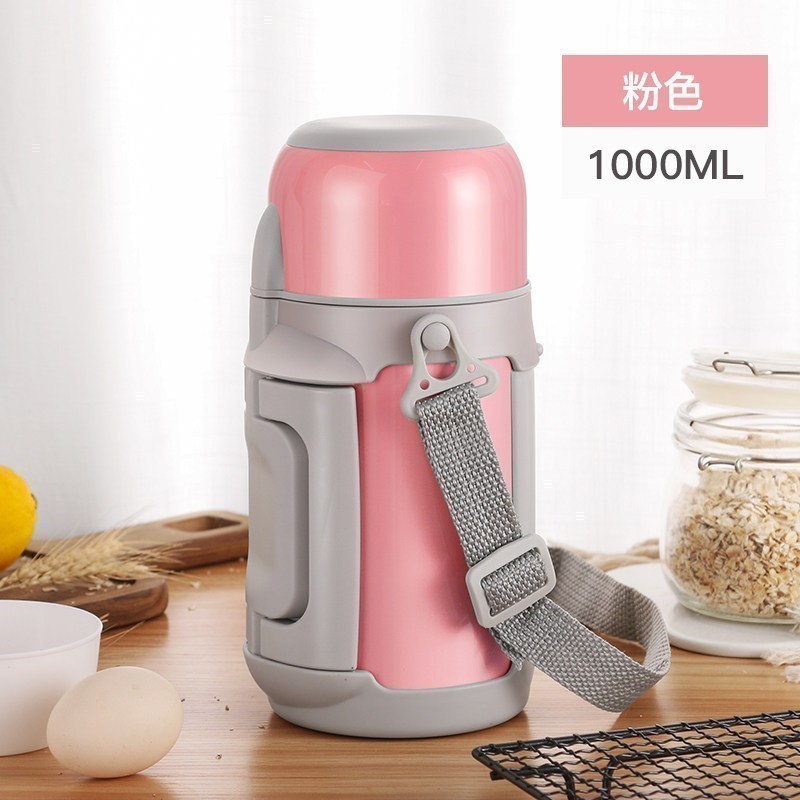 美帮汇茶壶保温杯宝宝外出瓶儿童开水壶大容量便携1000ml冲奶粉用不锈钢高清大图