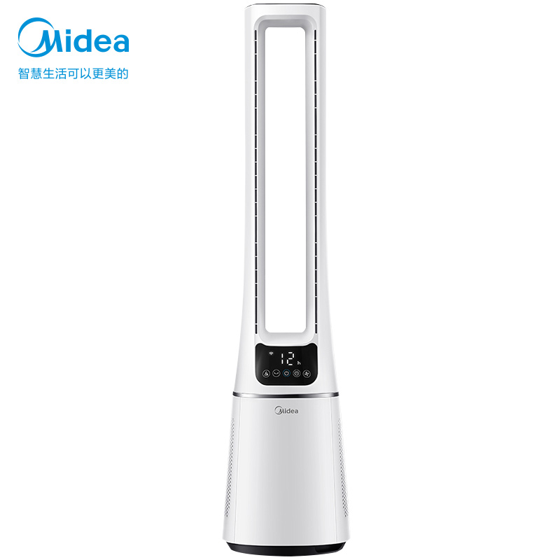 美的midea无叶风扇ams150epb白色空气循环扇电风扇家用卧室电扇立式