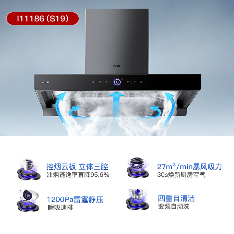 华帝(vatti)欧式抽油烟机S19变频27风量吸力油烟机燃气灶热水器套装 i11186+75B+253-16(天然气)