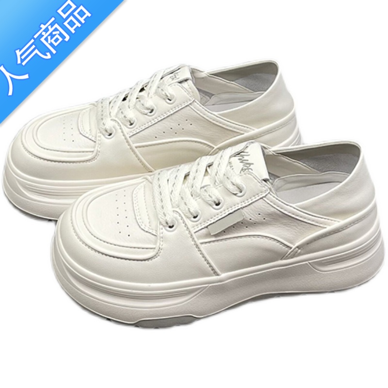 SUNTEK两穿小白鞋女2023夏季新款圆头透气时尚百搭运动休闲板搭高清大图