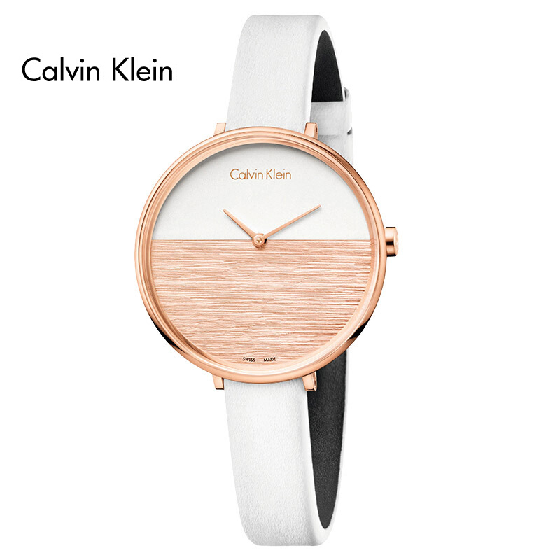 卡尔文·克莱恩(Calvin Klein)手表 RISE系列 简约时尚 皮革表带 石英女士手表K7A236LH