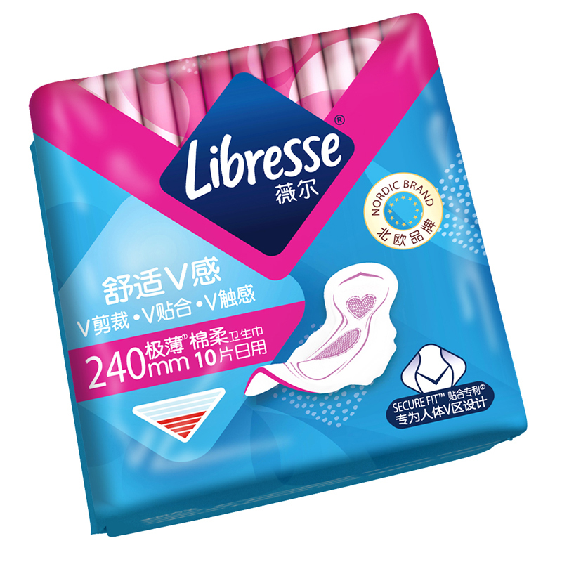Libresse薇尔舒适V感240日用极薄棉柔卫生巾240mm*10片