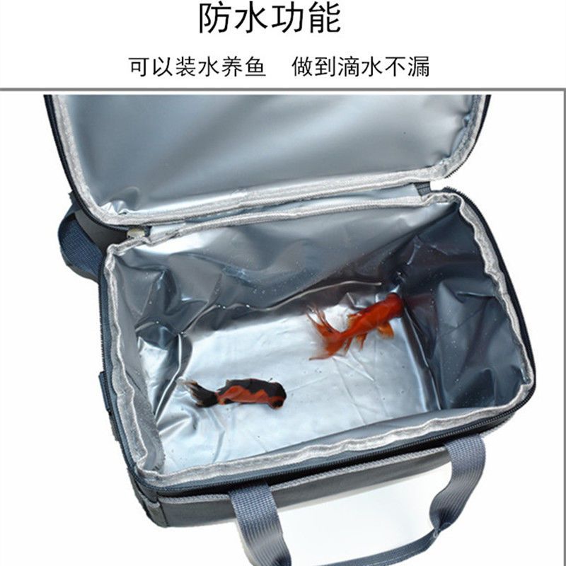 加厚便当包家用户外保鲜冰袋防水冷藏包手提肩背小容量收纳便当袋 8L藏青(送四个冰袋)