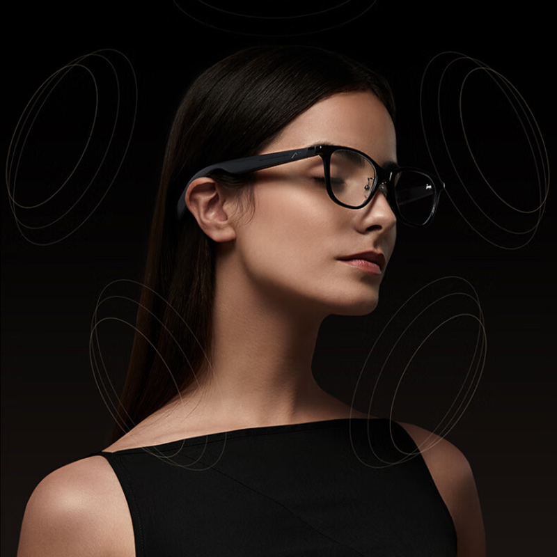 界环 AI智能眼镜非AR 实时翻译音频眼镜 无线蓝牙眼镜 方框猫眼款 曜石黑高清大图