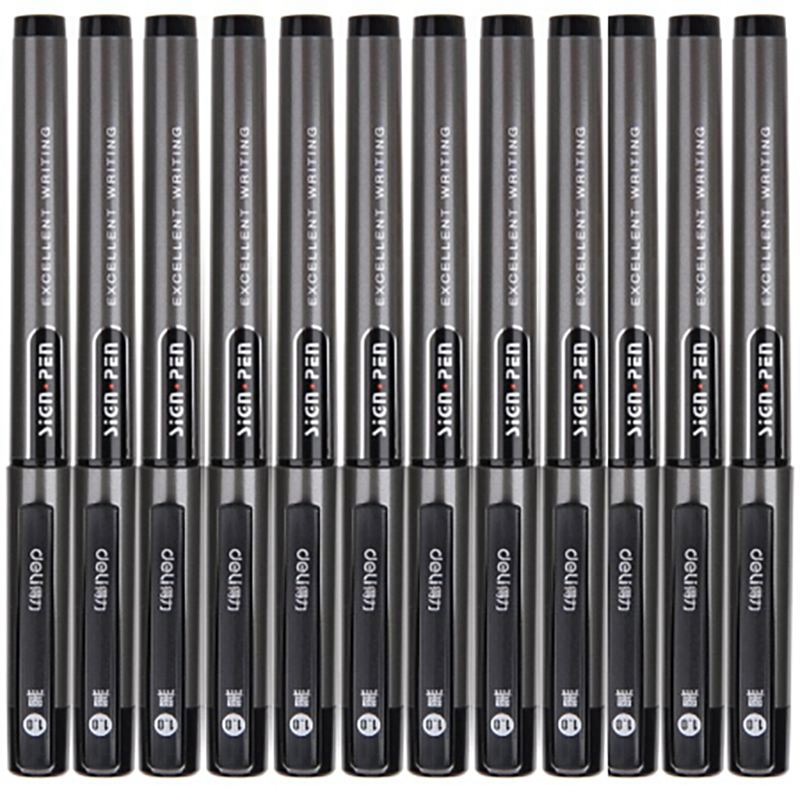 得力S73 加粗中性笔水笔碳素水笔签字笔 办公学生文具 1.0mm 黑色