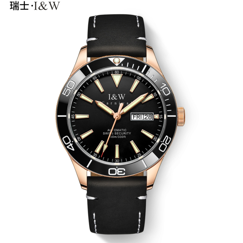 瑞士爱沃驰iwcarnival水鬼手表全自动机械表男表鲨鱼系列100米潜水表