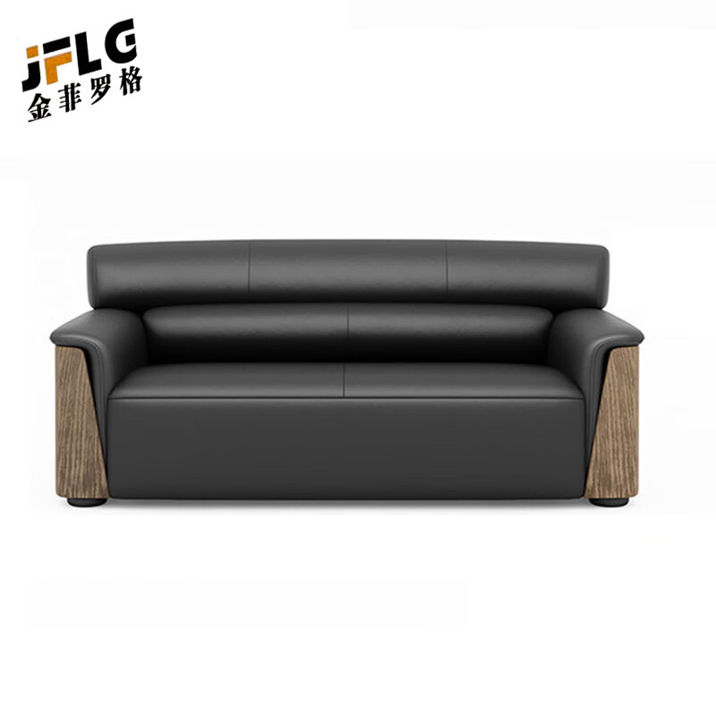 苏宁 金菲罗格 办公家具 接待休闲会客洽谈沙发黑色西皮沙发高清大图