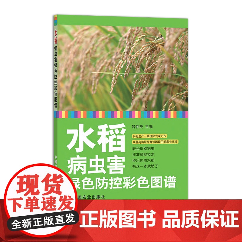 水稻病虫害绿色防控彩色图谱 26440-3 吕仲贤 文字与图片相结合 轻松识别病虫 找准绿控技术 种出优质水稻 农高清大图