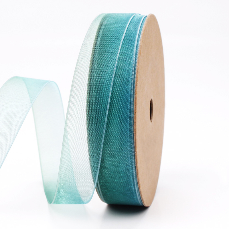 家柏饰(CORATED)雪纱带礼品礼盒鲜花包装彩带装饰透明缎带DIY蝴蝶结丝带 水波蓝绿渐变