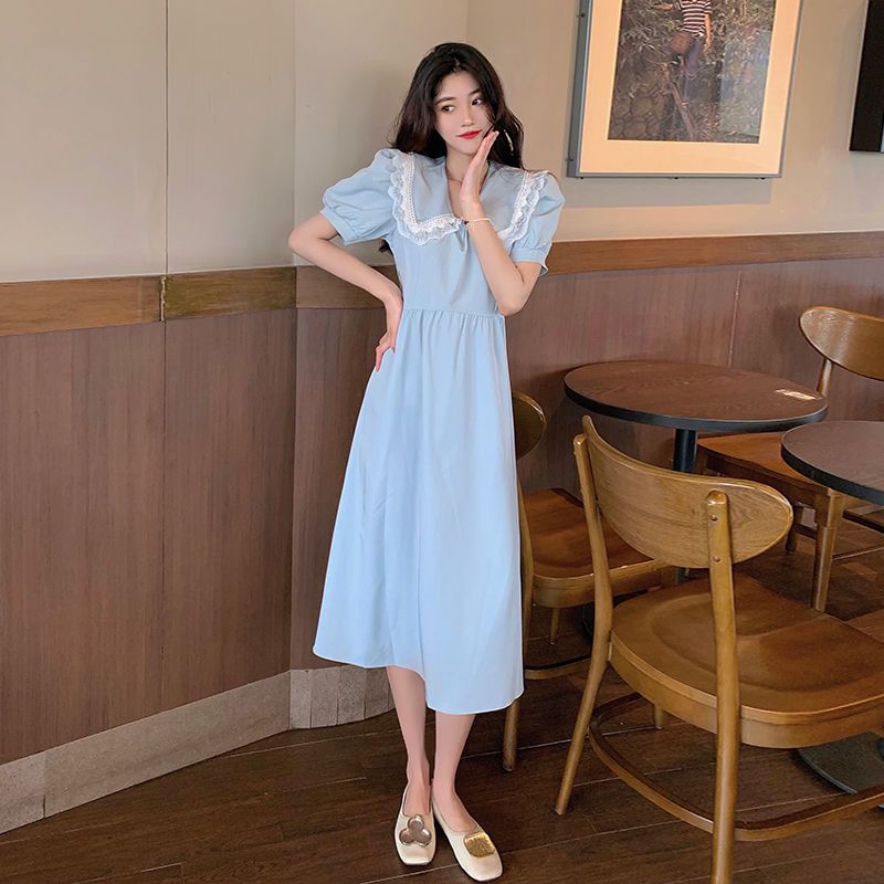 美动态大码女装法式娃娃领2022夏季新款连衣裙胖mm藏肉显瘦裙子