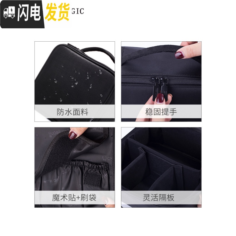 三维工匠化妆包ins风 超火女便携大容量韩国简约小号黑男士收纳洗漱品旅行收纳包高清大图