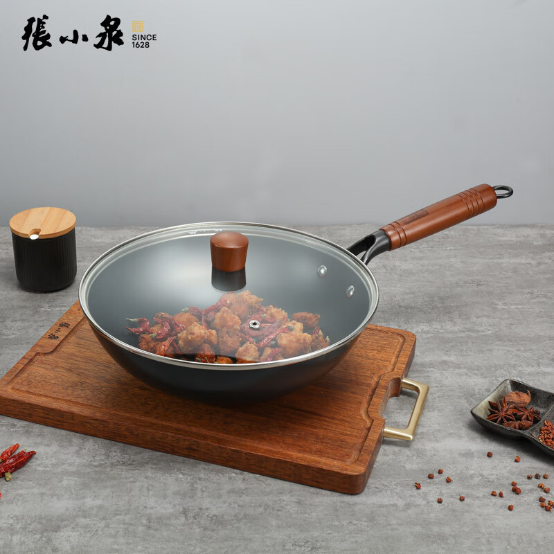 张小泉 平底锅家用煎锅煎蛋锅不粘锅热油泼油煎锅 不易粘精铁锅C32380100 30cm
