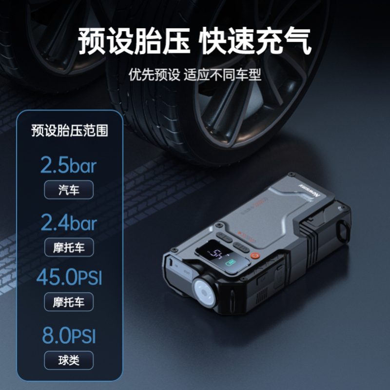 [补贴10%]纽曼汽车应急启动电源充气泵一体机车载电瓶紧急多功能搭电宝