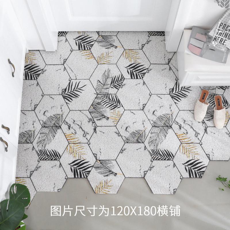 美帮汇北欧入户垫地垫口玄关丝圈脚垫可剪裁地毯进家用定制 新烫金叶横铺 120*180cm