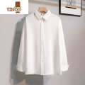 YANXU夏季薄款冰丝衬衫男长袖帅气休闲百搭潮流港风韩版潮西装长潮X内 L 白色