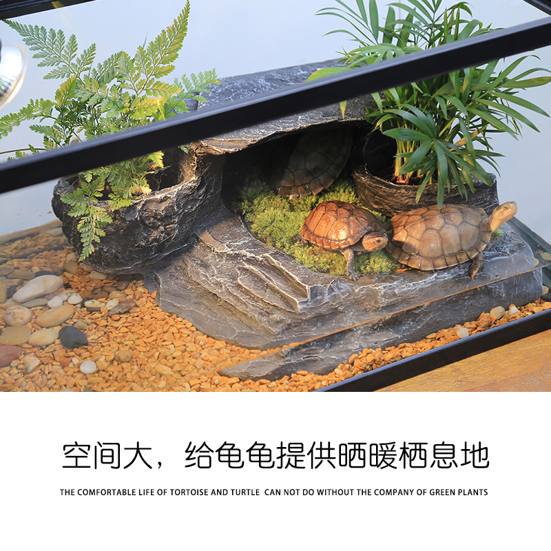 乌龟缸带晒台乌龟别墅生态龟缸养龟的专用缸免换水鱼缸水陆玻璃缸高清大图