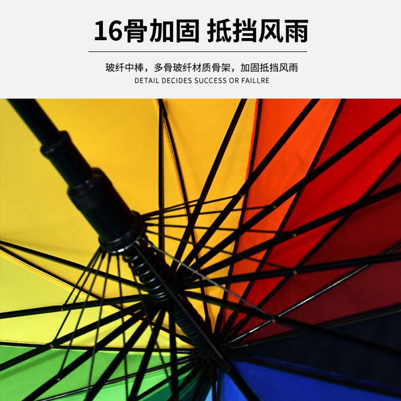 百邻 一键自动16骨加固彩虹伞(可定制)