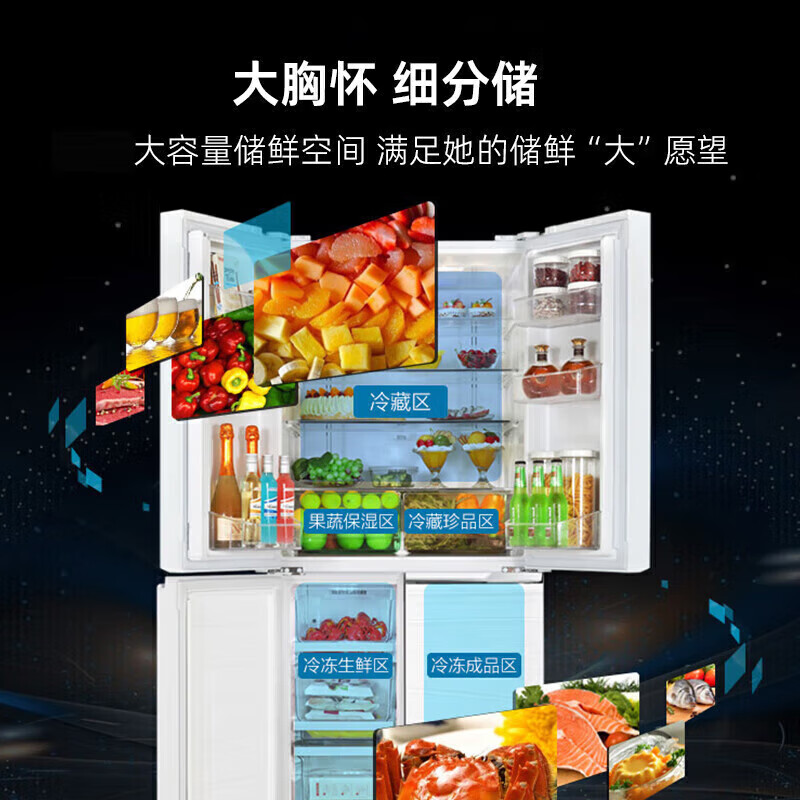 格力(GREE)十字对开门冰箱 509L 无缝平嵌 精细藏鲜 BCD-509WPSG/英伦白高清大图