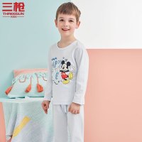 三枪 迪士尼 舒肤超柔薄棉男童圆领长袖内衣套薄款