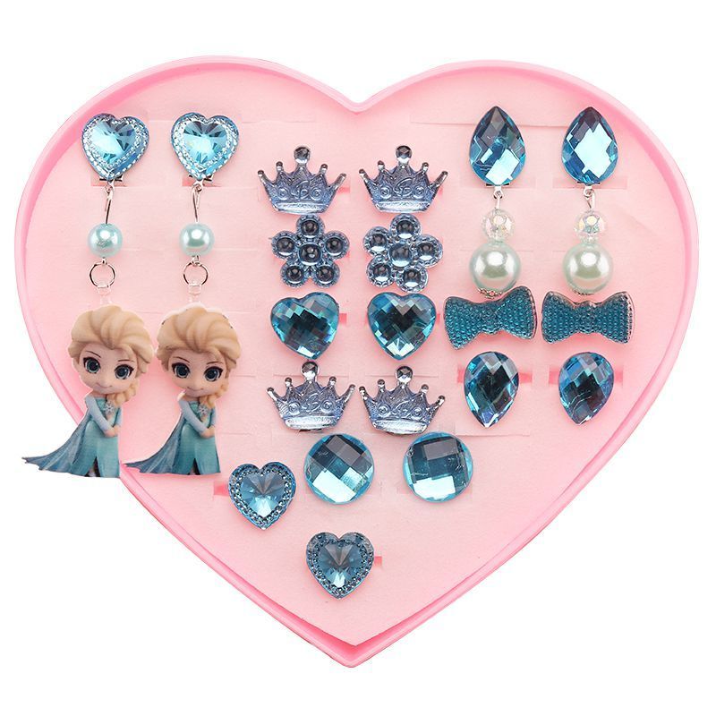 儿童耳环耳夹无耳洞宝宝公主可爱卡通女孩女童假耳坠首饰耳钉饰品爱莎