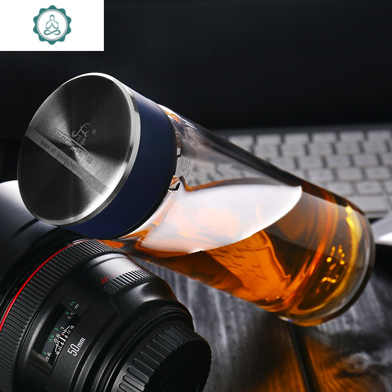 时尚创意单层透明水晶杯便携车载带盖水杯男女士玻璃杯