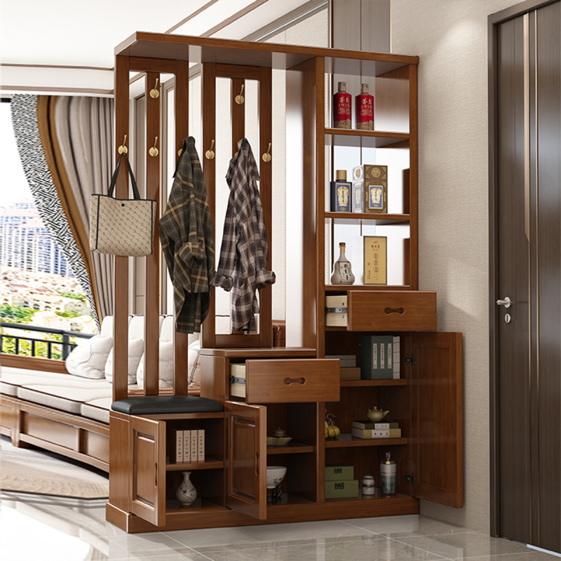 实木间厅柜客厅入户玄关柜现代简约小户型入门口鞋柜储物柜衣帽架