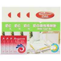 百钻 烘焙原料 安琪酵母奶白面包预拌粉350克*4盒+高活性干酵母5g*4袋