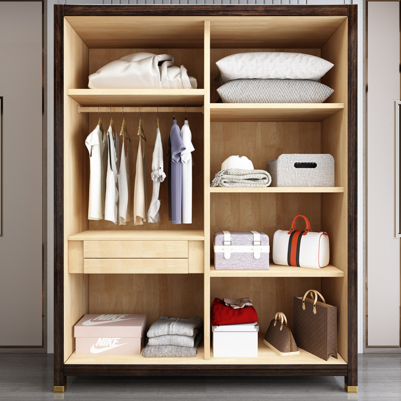 采百木(caibaimu)实木乌金木衣柜黑檀色四门大衣柜轻奢衣橱现代禅意新