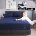 防水床笠单件床罩套全包加厚夹棉防滑固定床垫保护套防尘罩_1_976 六面全包夹棉防水床笠150x200cm+高25cm 藏青色