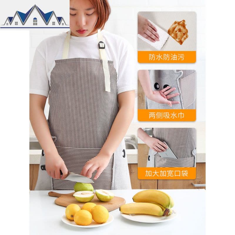 厨房做饭围裙女透气时尚无袖灶衣防水罩衣男围腰工作服家用防油 三维工匠图片
