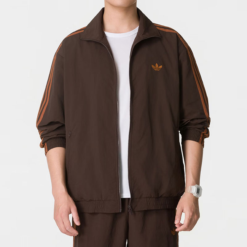 阿迪达斯(adidas)三叶草男装新款潮流时尚运动休闲防风夹克外套KB2466 ZP KS7492/棕色 XL
