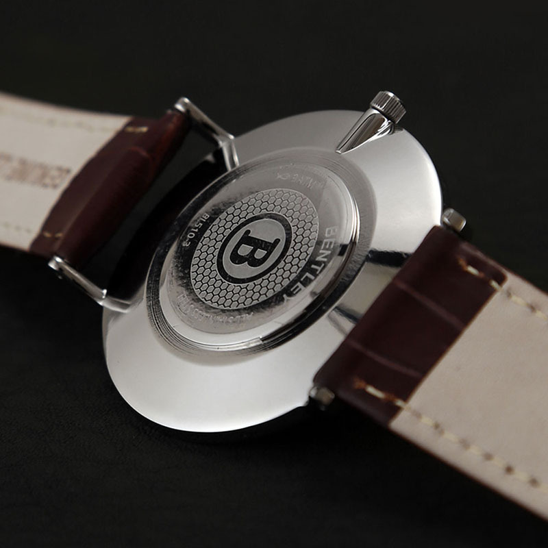 bentleybl5201314mwwb钢色壳白面黑色鳄纹牛皮表带男士腕表